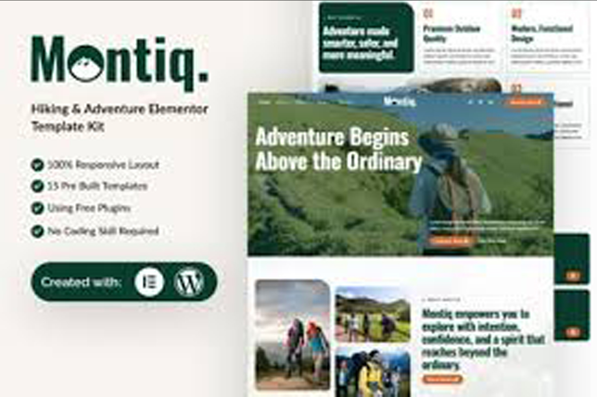 Montiq – Hiking and Adventure Elementor Template Kit