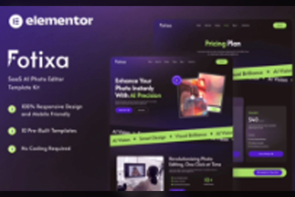 Fotixa – SaaS AI Photo App Website Elementor Template Kit April 2, 2025