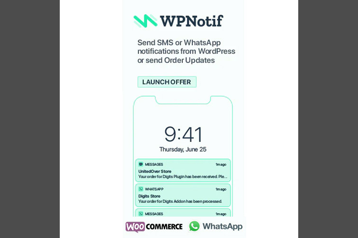 WPNotif WordPress SMS & WhatsApp Message Notifications v3.0.3