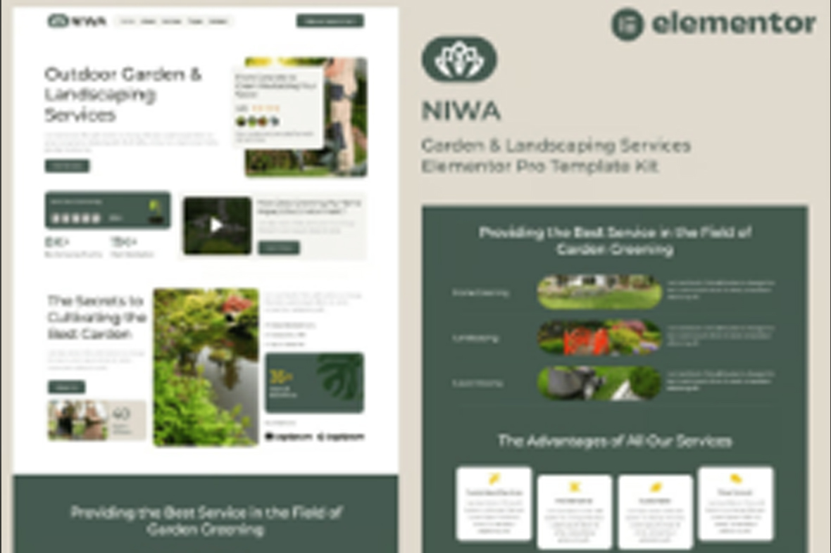 Niwa – Garden and Landscaping Services Elementor Pro Template Kit April 1, 2025
