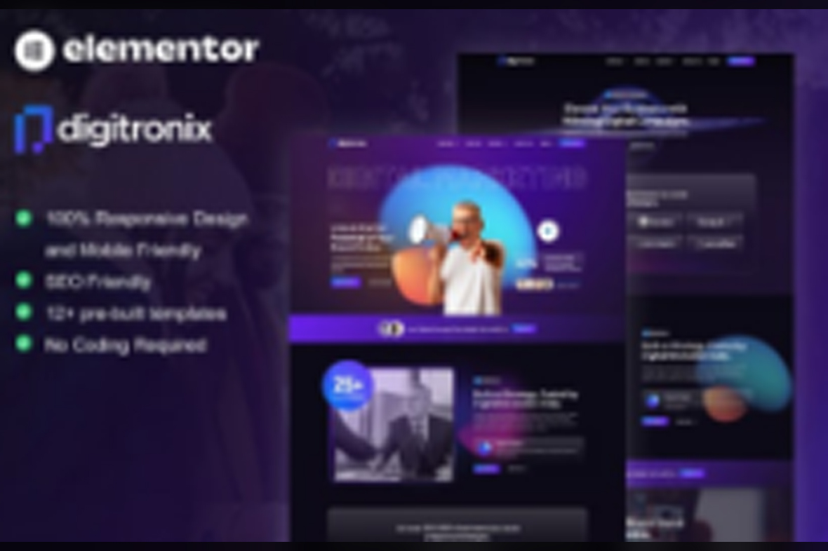 Digitronix – Dark Digital Agency Elementor Pro Template Kit June 9, 2025