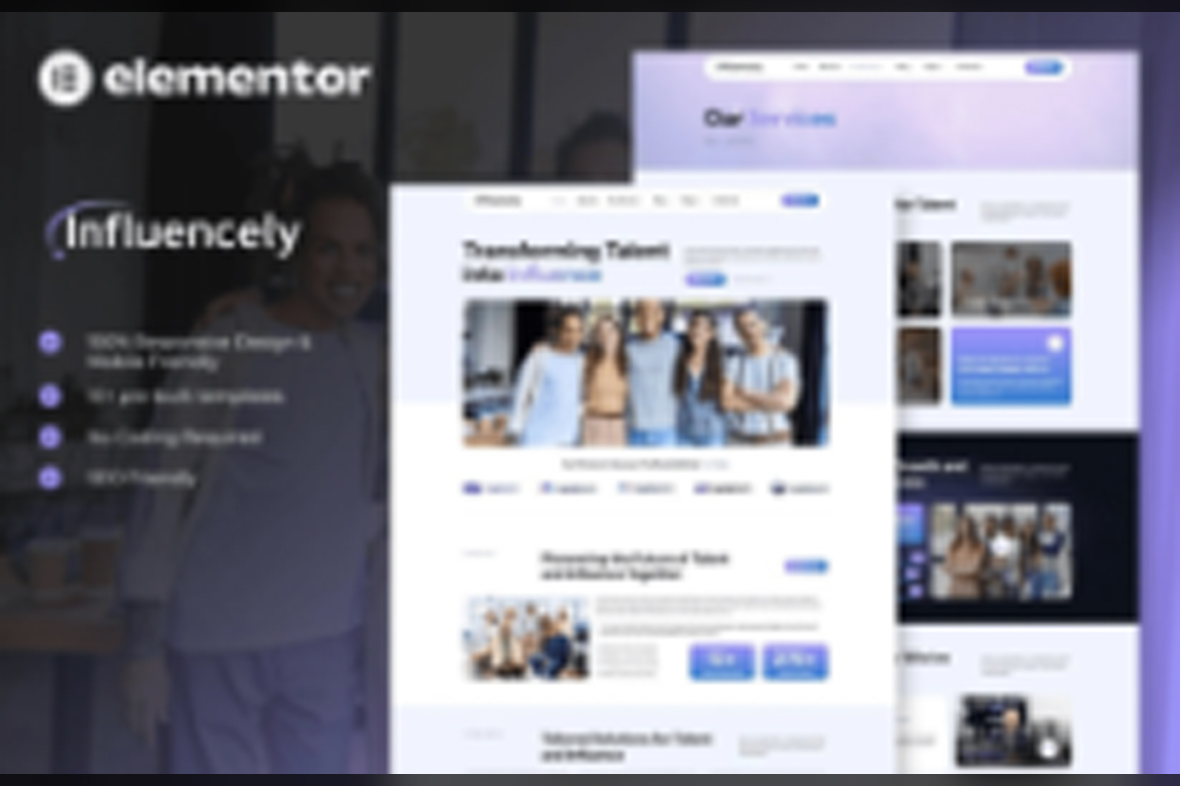 Influencely – Influencer and Talent Agency Elementor TemplateKit April 5, 2025
